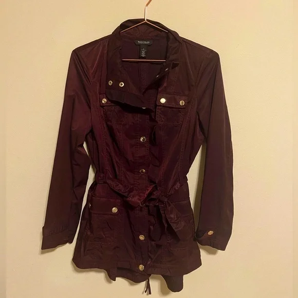 White House Black Market maroon wind breaker jacket size 8 - Picture 3 of 9